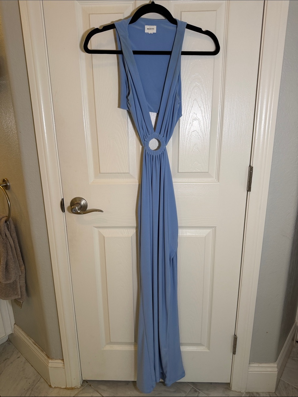 Song of Style Light Blue Maxi Dress with Front Ring